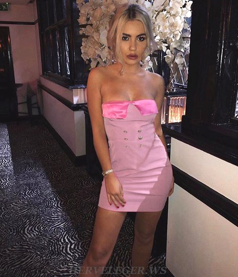 Herve Leger Pink Bandeau Dress