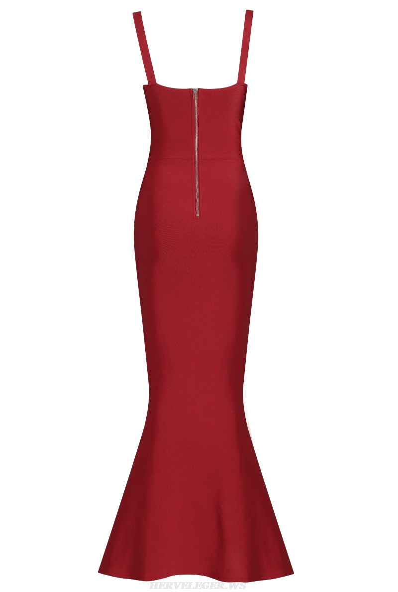 Herve Leger Red Mermaid Gown