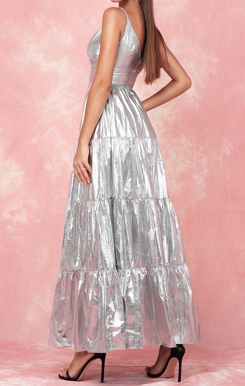 Herve Leger Silver A Line Stars Gown
