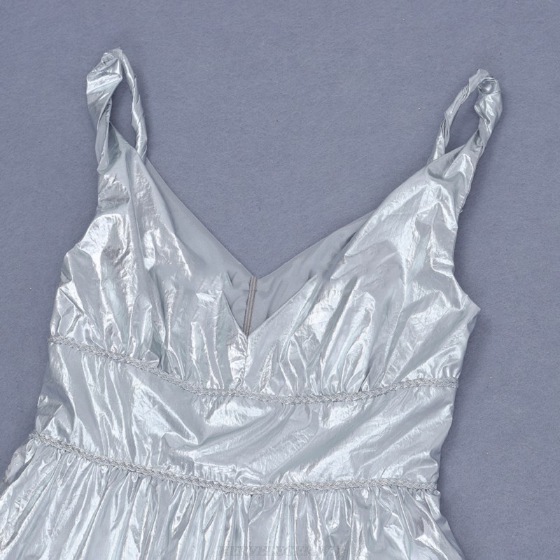 Herve Leger Silver A Line Stars Gown