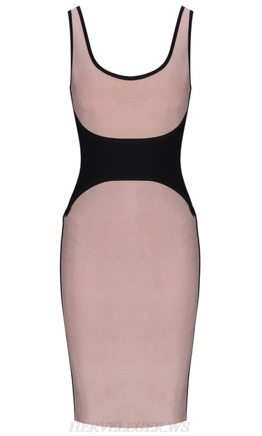 Herve Leger Blush Black Backless Dress