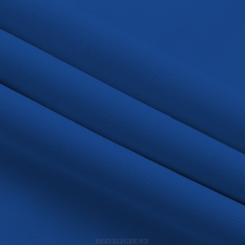 Herve Leger Blue Bustier Fluted Dress