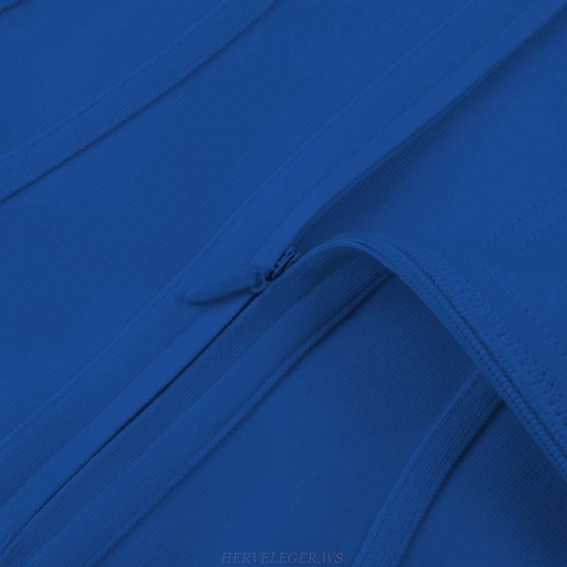 Herve Leger Blue Bustier Fluted Dress