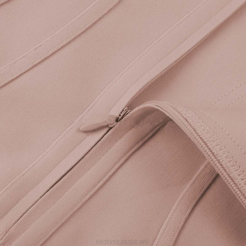 Herve Leger Nude Bustier Fluted Dress