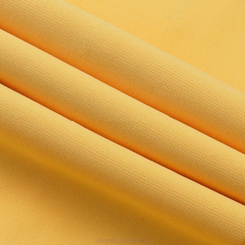 Herve Leger Yellow Bustier Fluted Dress