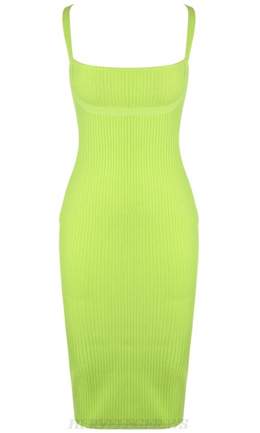 Herve Leger Neon Green Ribbed Dress
