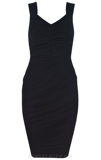 Herve Leger Black Ruched Dress