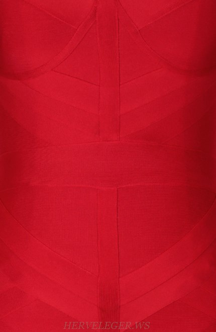 Herve Leger Red Strap Bardot Dress