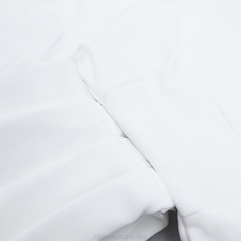 Herve Leger White Long Sleeve Dress