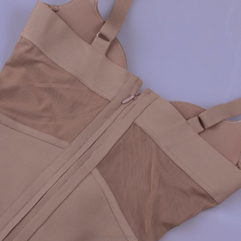Herve Leger Nude Structured Mesh Dress