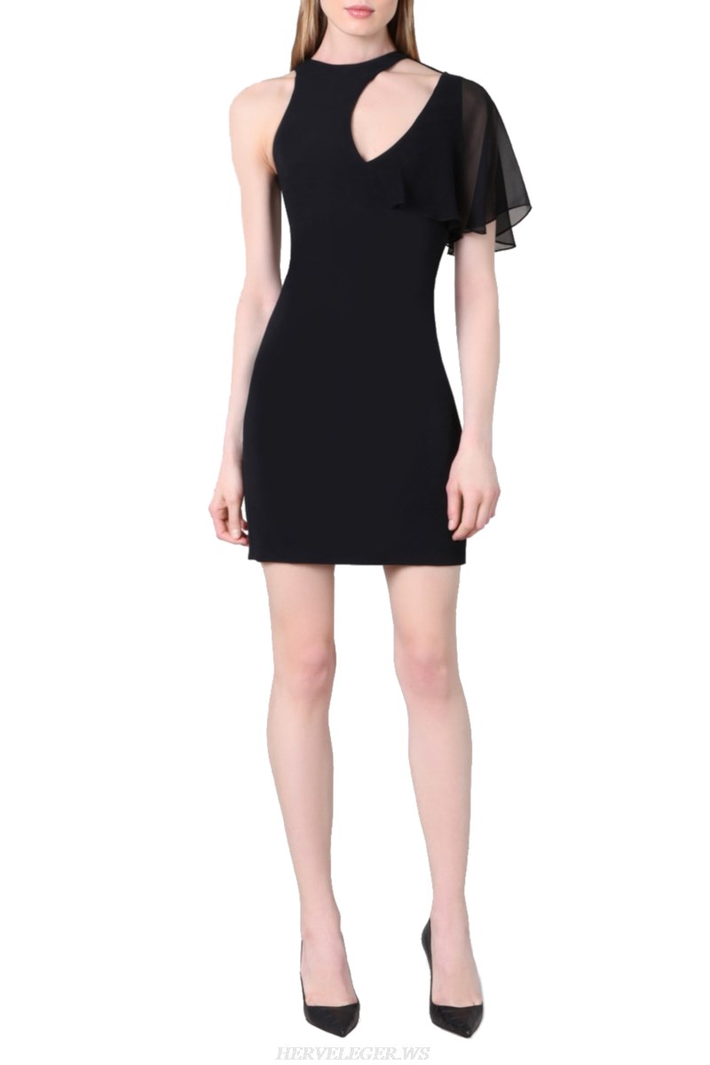 Herve Leger Black Mesh Detail Bandage Dress