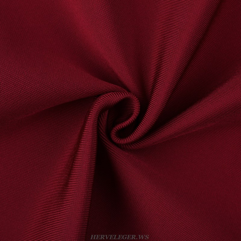 Herve Leger Burgundy Backless Stars Bandage Dress
