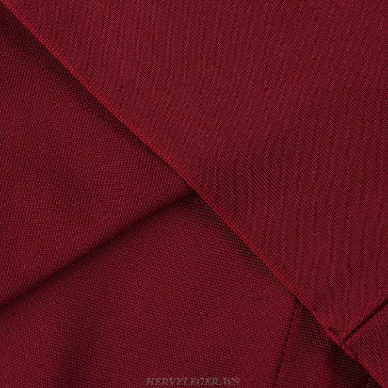 Herve Leger Burgundy Backless Stars Bandage Dress