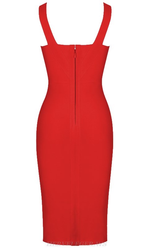 Herve Leger Red Basic Bandage Dress