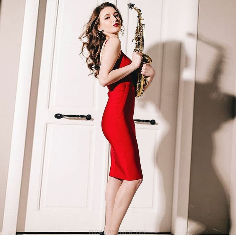 Herve Leger Red Basic Bandage Dress