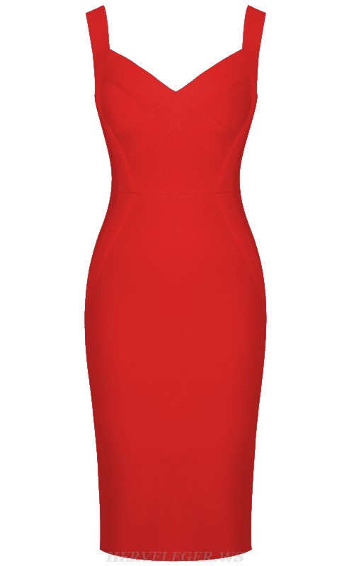 Herve Leger Red Basic Bandage Dress