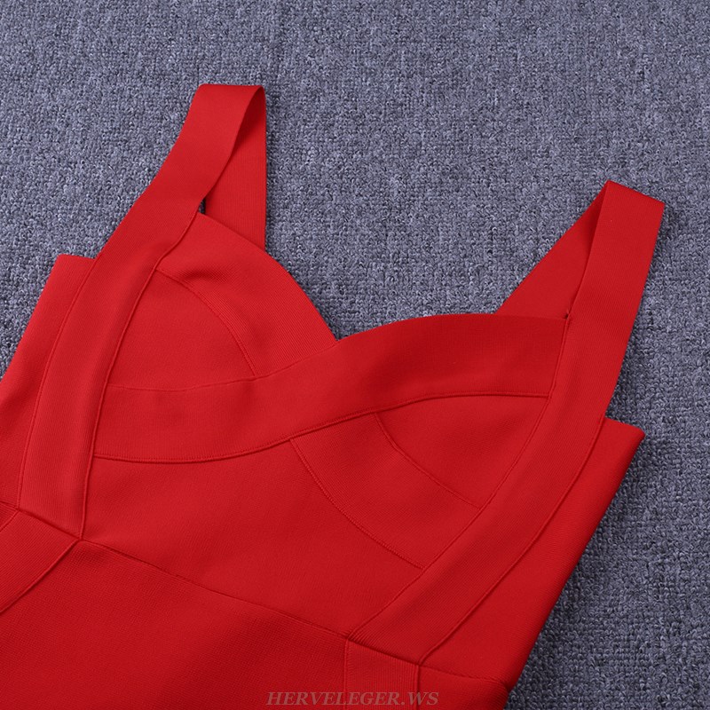 Herve Leger Red Basic Bandage Dress