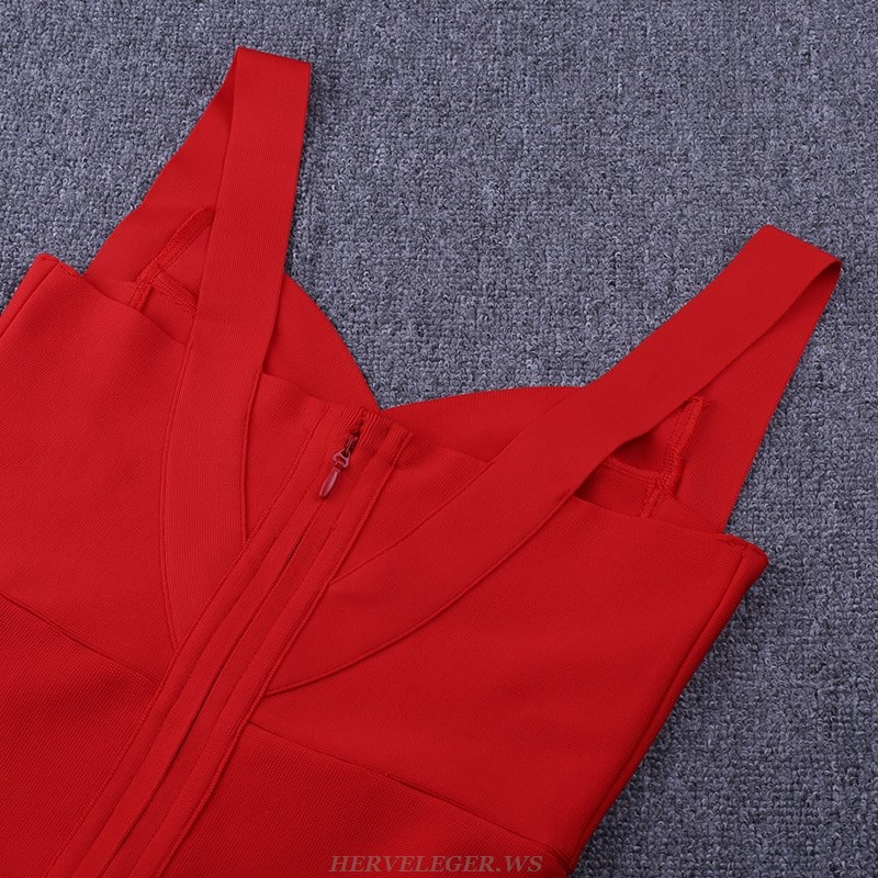Herve Leger Red Basic Bandage Dress