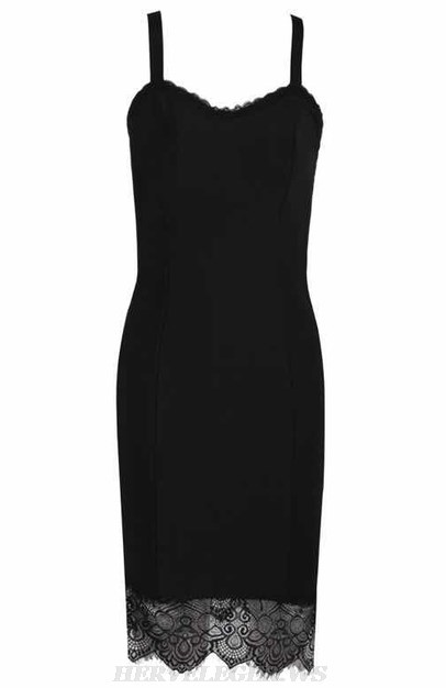 Herve Leger Black Lace Bandage Dress