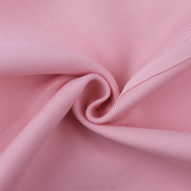 Herve Leger Pink V Neck Bandage Dress