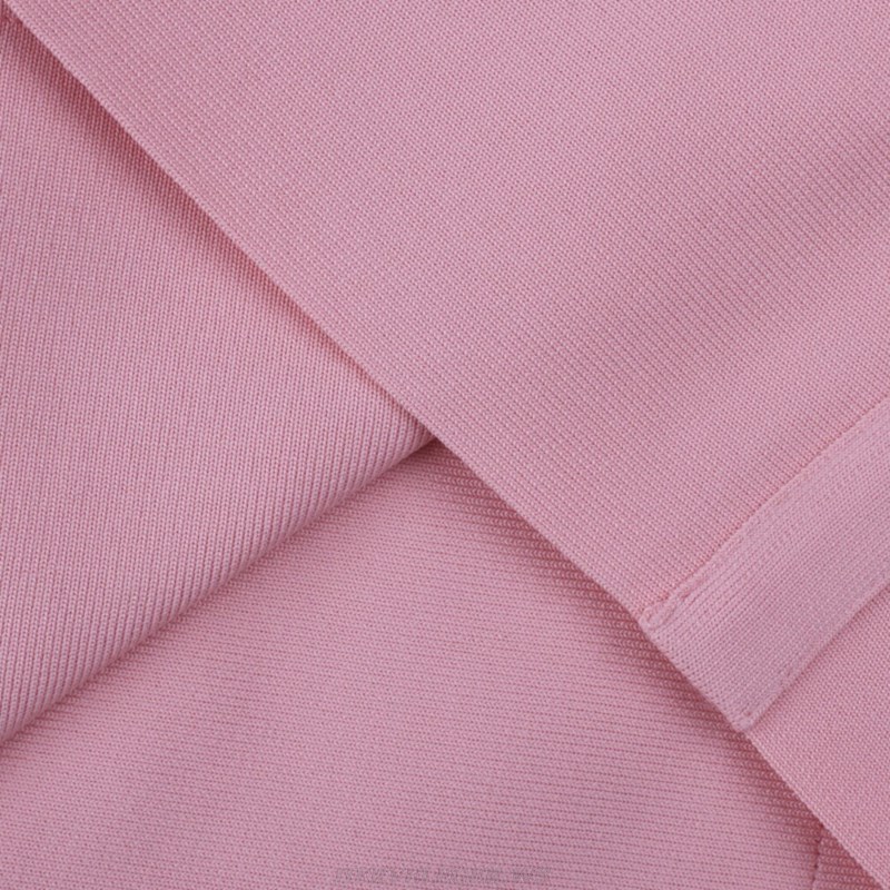 Herve Leger Pink V Neck Bandage Dress