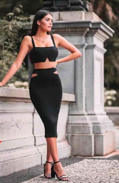 Herve Leger Black Cut Out Two Piece Dress
