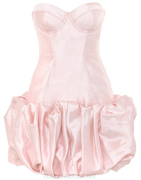 Herve Leger Pink Strapless Bustier Balloon Dress