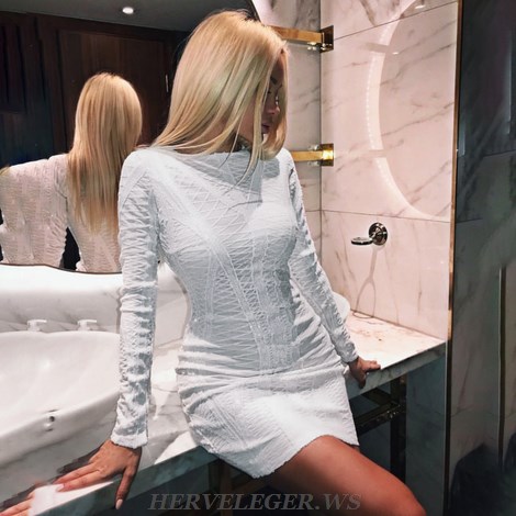 Herve Leger White Long Sleeve Sequin Dress Herve Leger White Long Sleeve Sequin Dress