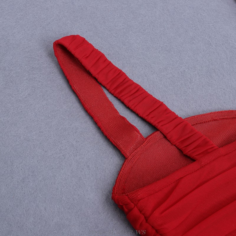 Herve Leger Red Ruched Dress