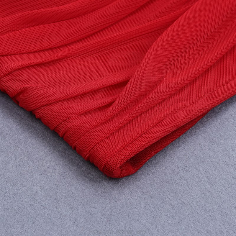 Herve Leger Red Ruched Dress