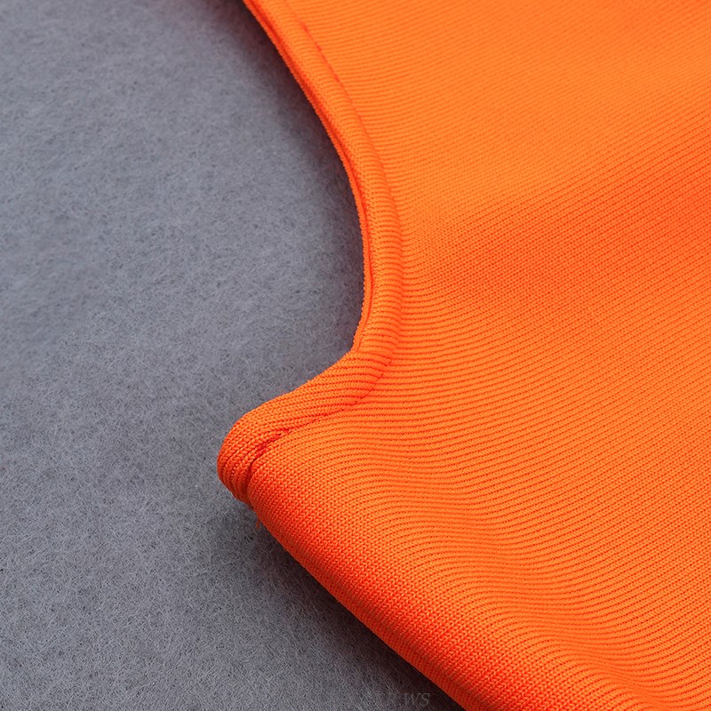 Herve Leger Orange Asymmetric Dress