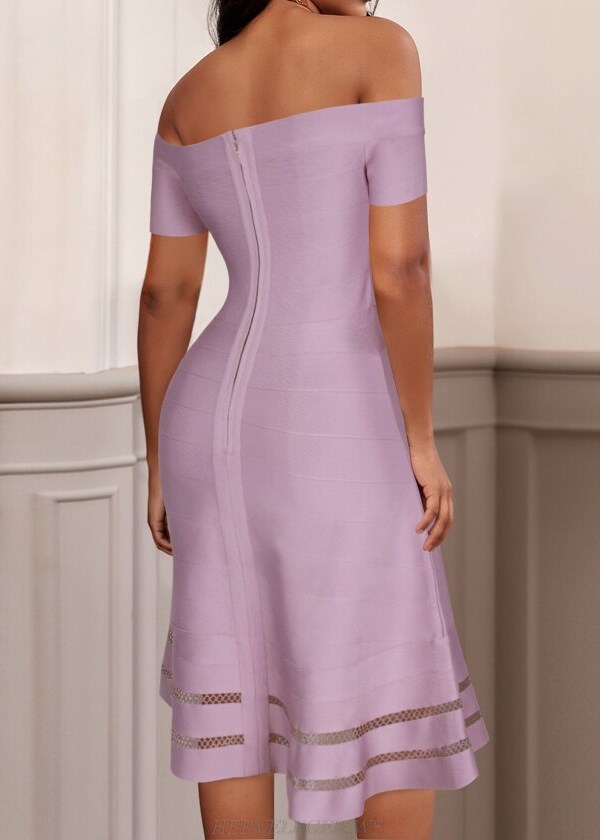 Herve Leger Lilac Bardot A Line Dress