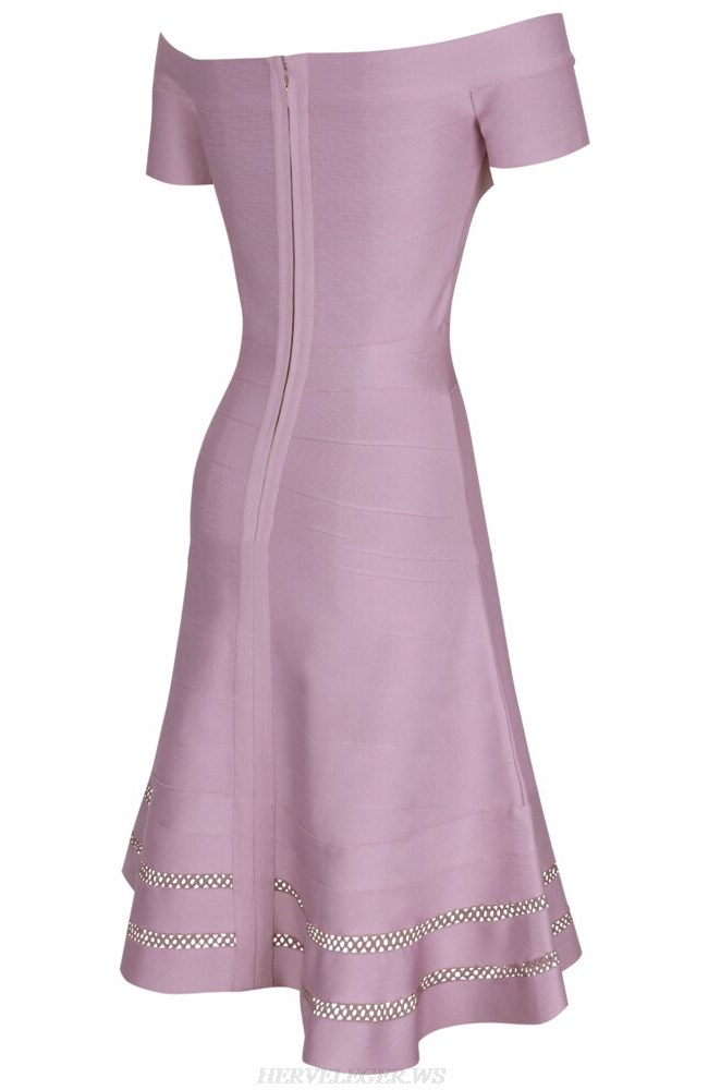 Herve Leger Lilac Bardot A Line Dress