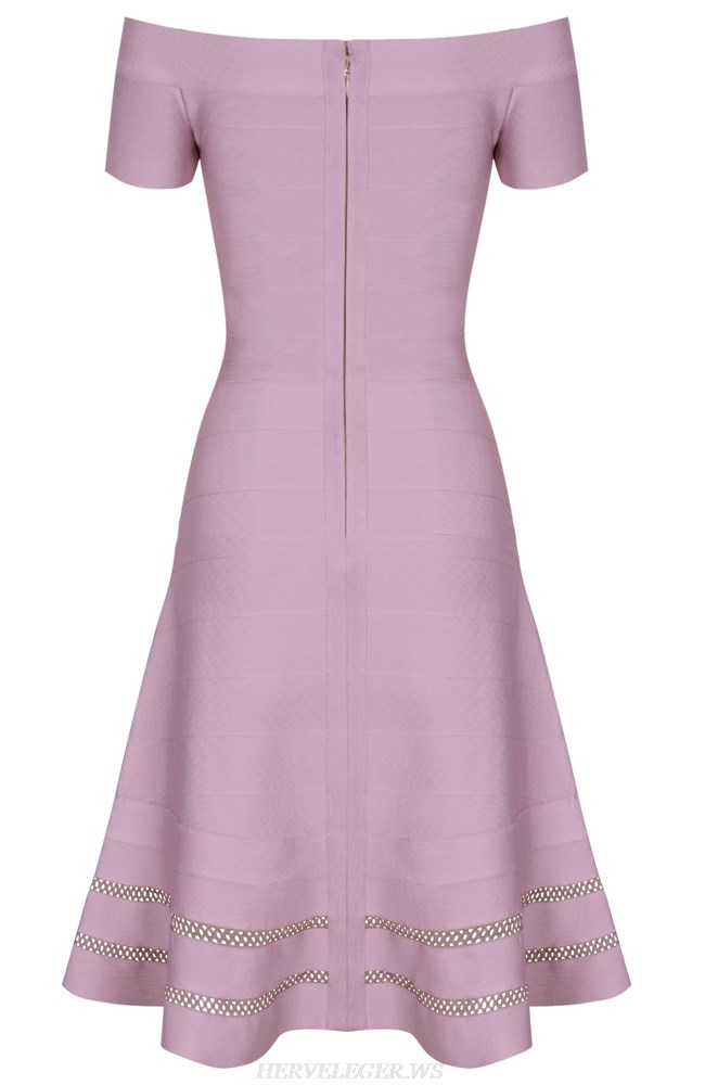 Herve Leger Lilac Bardot A Line Dress