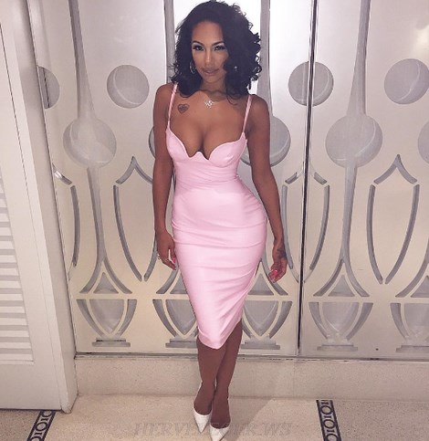 Herve Leger Bustier Faux Leather Pink Herve Leger Bustier Faux Leather Pink