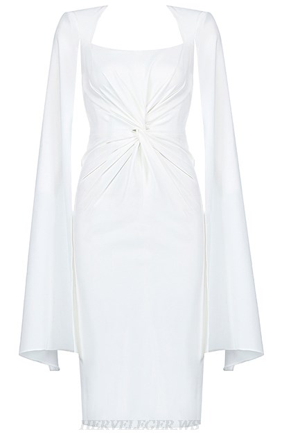 Herve Leger White Cape Sleeve Dress Herve Leger White Cape Sleeve Dress