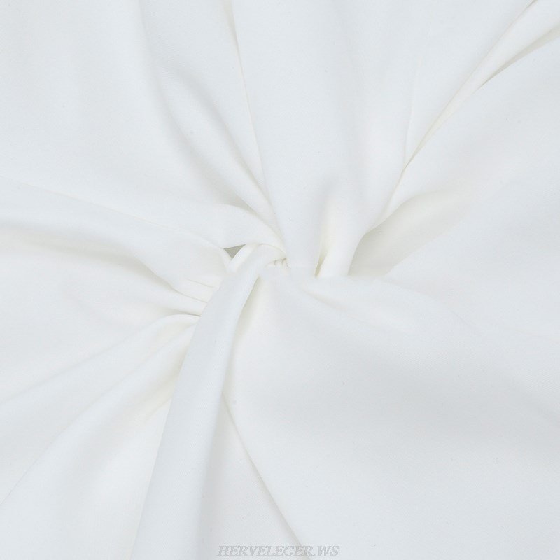 Herve Leger White Cape Sleeve Dress