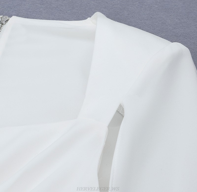 Herve Leger White Cape Sleeve Dress
