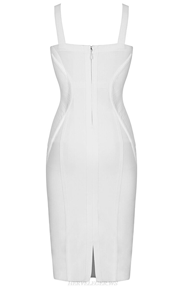 Herve Leger White Chain Detail Dress