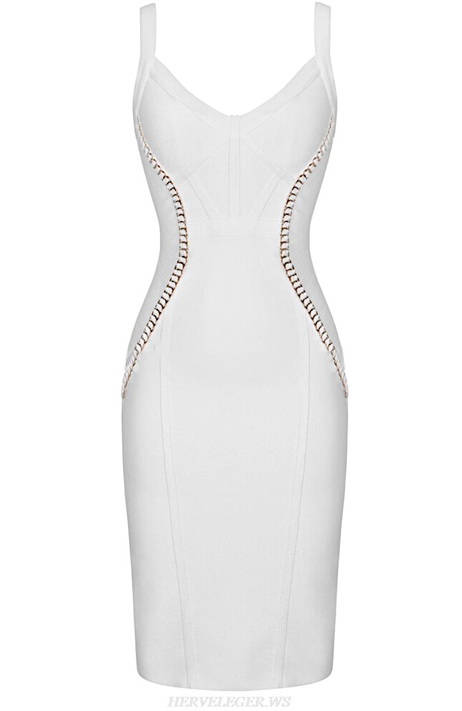 Herve Leger White Chain Detail Dress