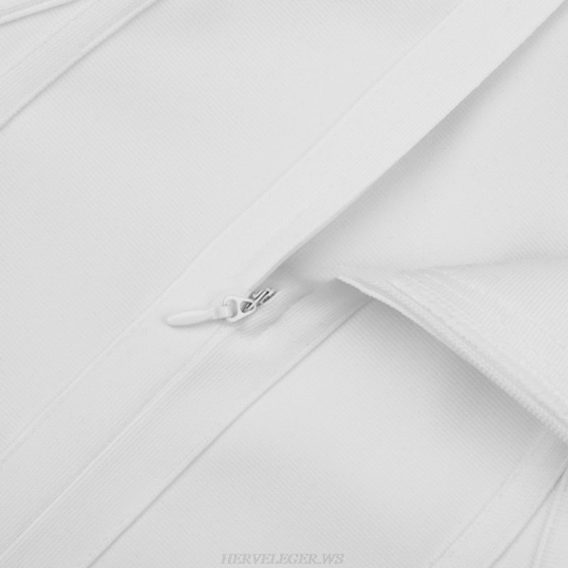 Herve Leger White Chain Detail Dress