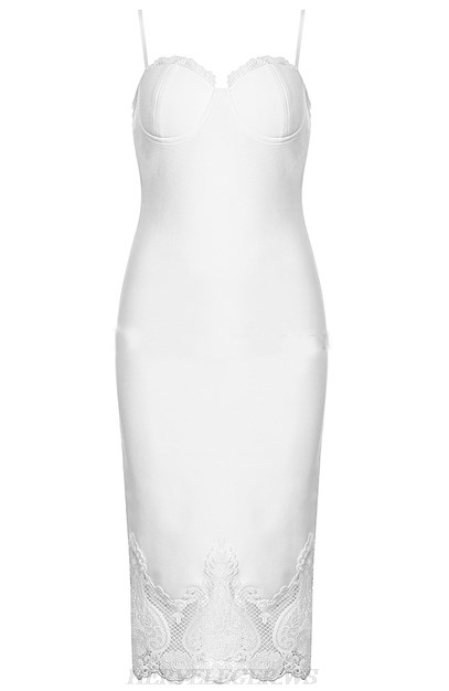 Herve Leger White Crochet Bustier Dress