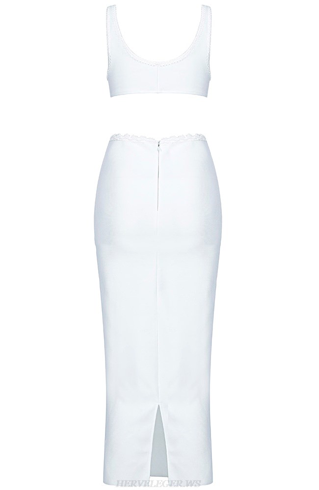 Herve Leger White Crochet Dress