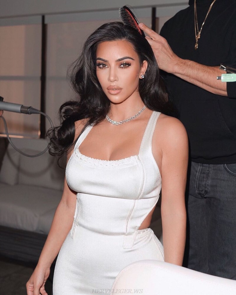 Herve Leger White Crochet Dress