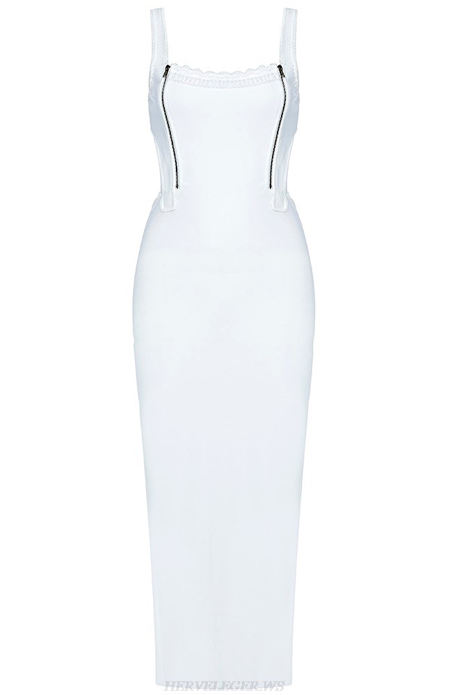 Herve Leger White Crochet Dress