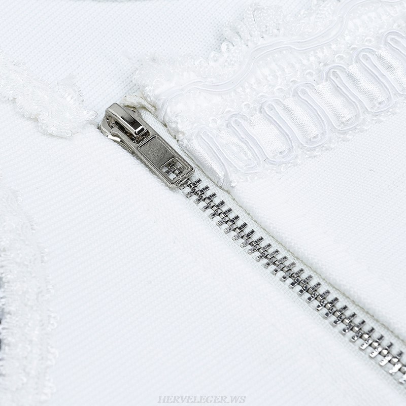 Herve Leger White Crochet Dress