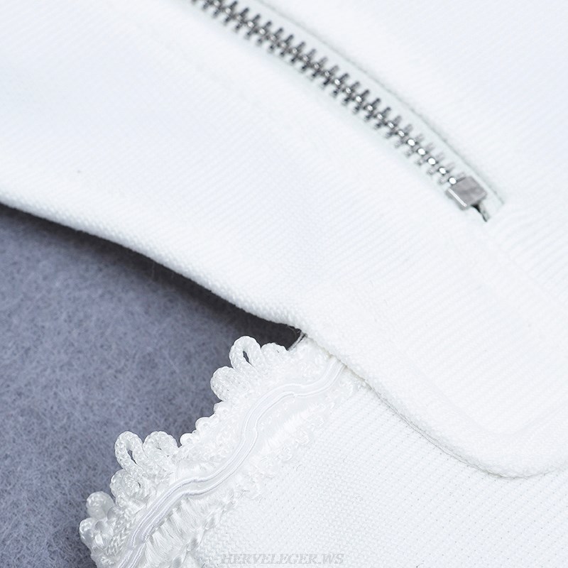 Herve Leger White Crochet Dress