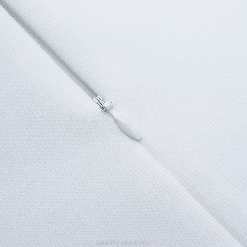 Herve Leger White Crochet Dress
