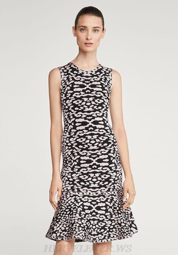Herve Leger Black White Fluted Dress