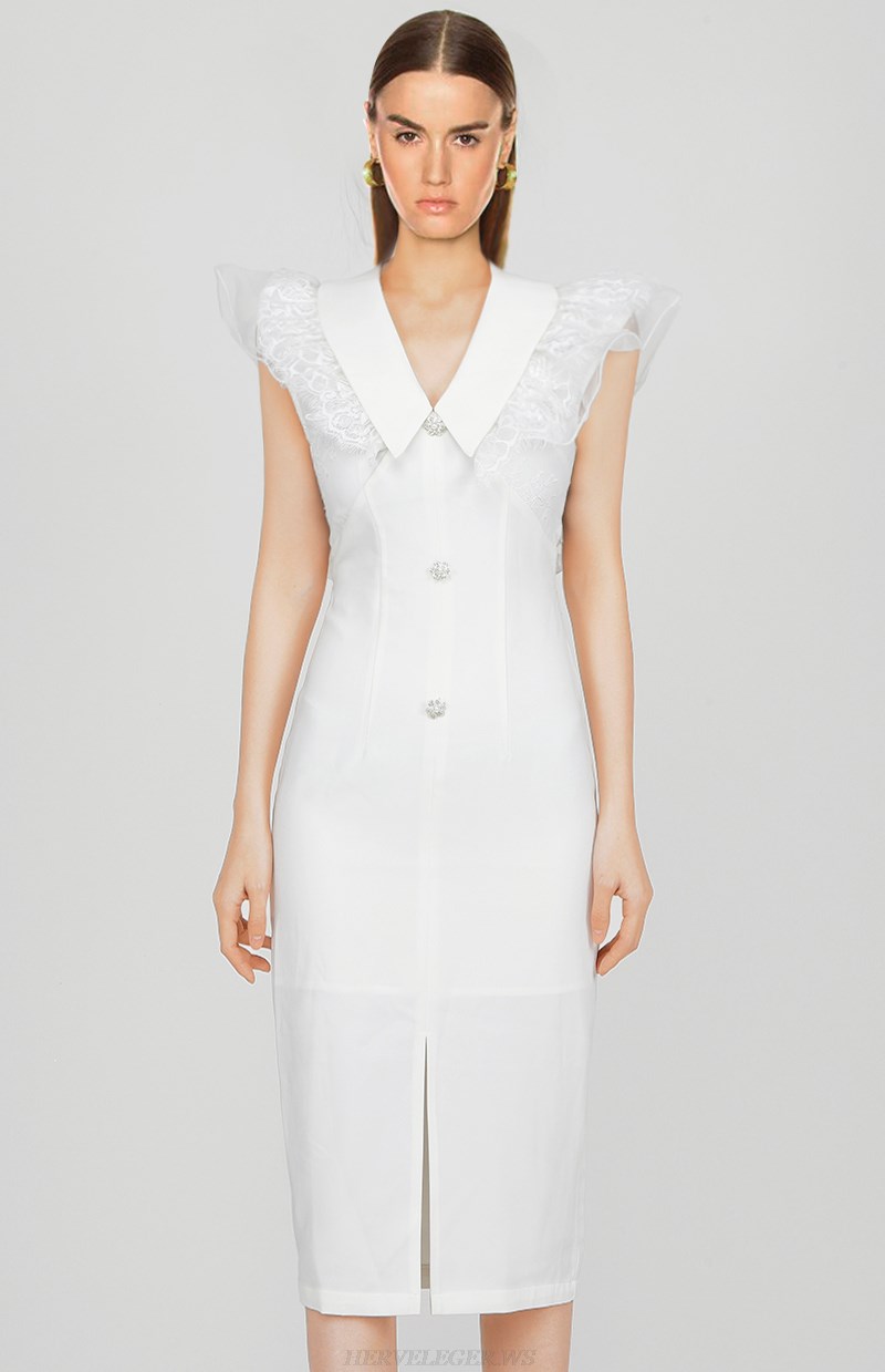 Herve Leger White Lace Dress